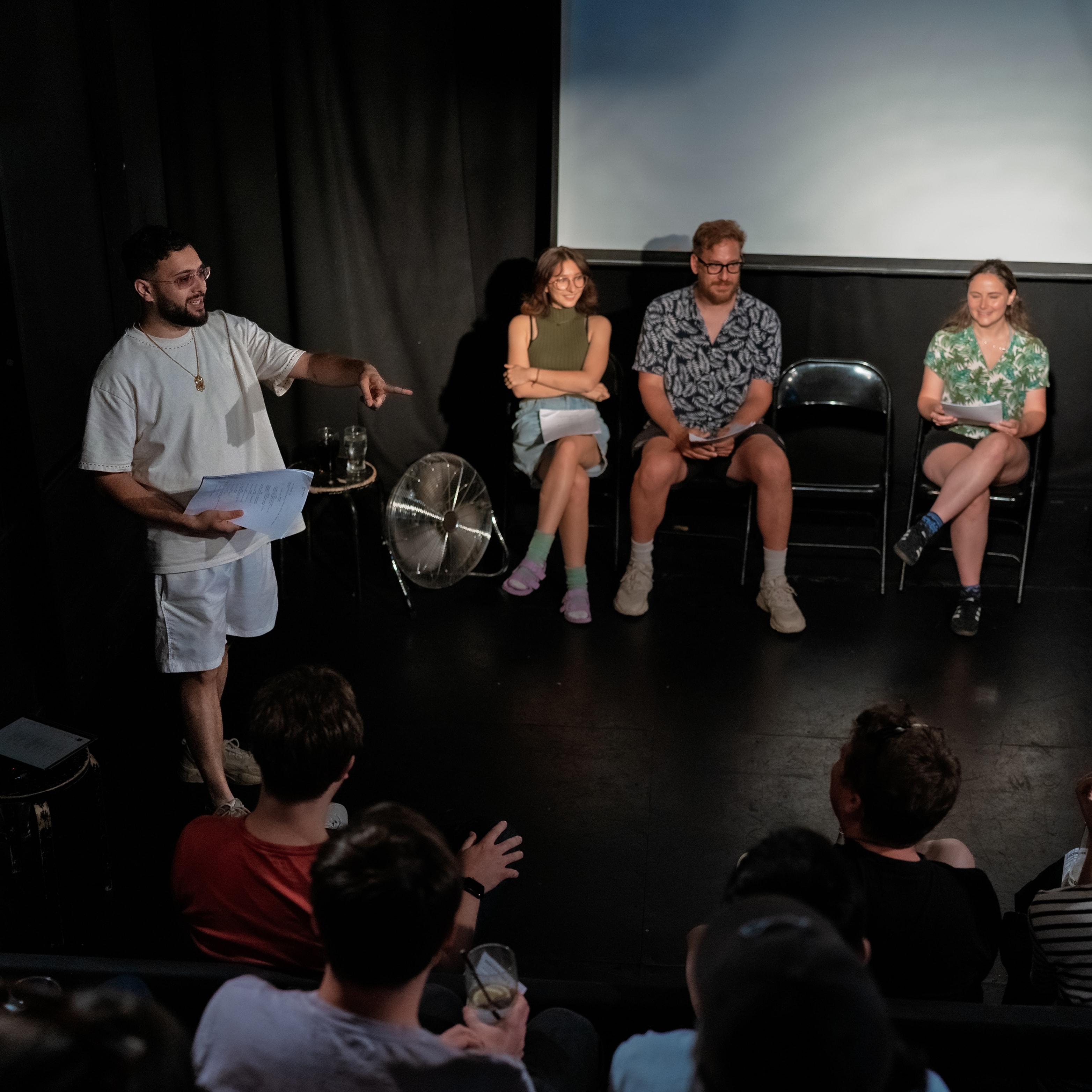 The Sketchburn audience giving feedback after a sketch